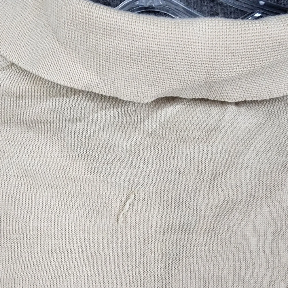 Banana‎ Republic Knit Polo Shirt Mens Large Beige Vintage Pima Cotton Geometric